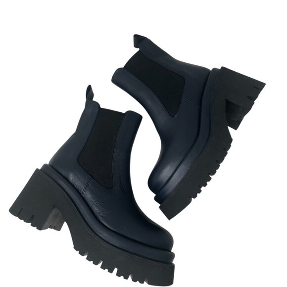 New Paloma Barcelo Sander Navy Leather Chelsea Platform Boots 6, Y2K, Streetwear - Picture 6 of 12